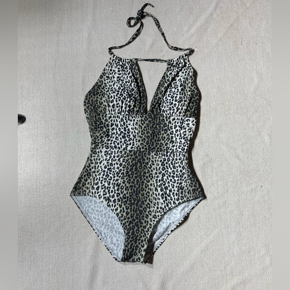 Tommy Bahama Leopard Print One-Piece Swimsuit in Black and Tan